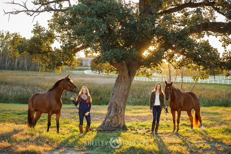 Emily and Olivia – Senior Twins with their Horses